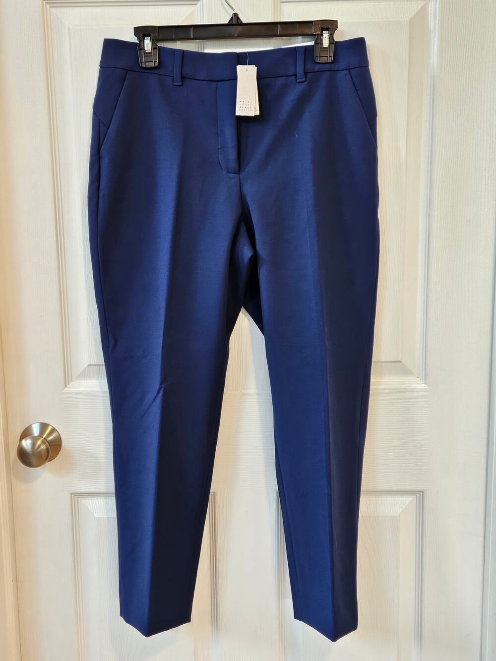 White House Black Market Slim Ankle Pants Womens 10P Ink Blue Stretch Career NWT